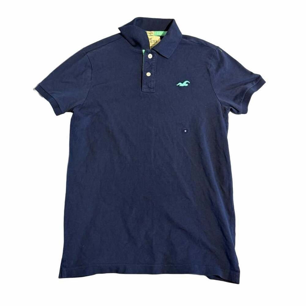 Hollister Epic Flex Stretch Polo Size M Navy Blue Short Sleeve